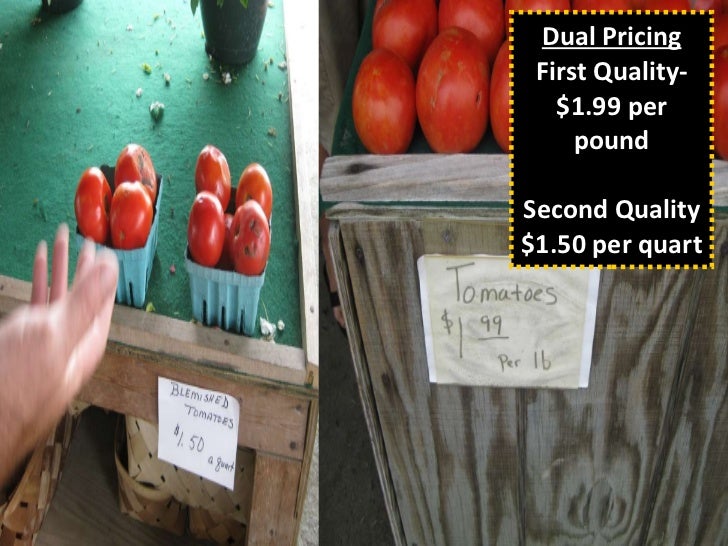 Farmers market display and pricing