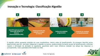 Inovação e Tecnologia: Classificação Algodão
Fonte: SLC Agrícola
 