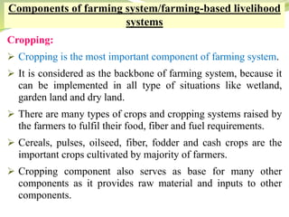 Livelihood Components FARMING BASED LIVELIHOOD SYSTEMS LECTURE PPT | PDF
