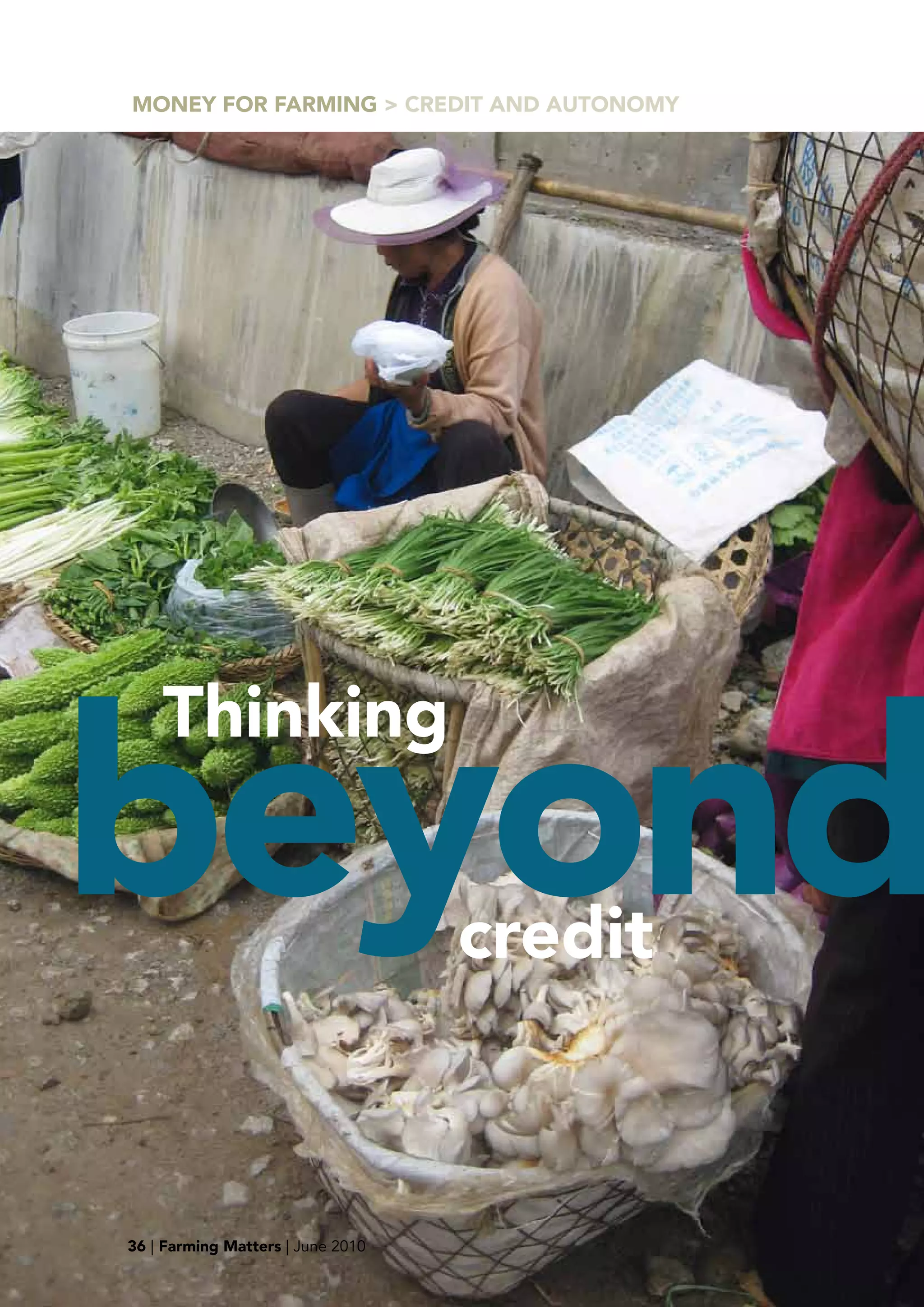 MONEY FOR FARMING > CREDIT AND AUTONOMY




beyond
    Thinking


                                   credit



36 | Farming Matters | June 2010
 