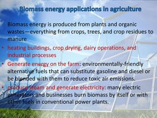 Sustainable energy applications in Agriculture | PPTX