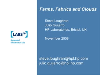 Steve Loughran Julio Guijarro HP Laboratories, Bristol, UK November 2008 Farms, Fabrics and Clouds [email_address] [email_address] 