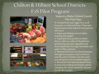 The AmeriCorps Project ~ a nutrition education and local purchasing project piloted by the Department of Agriculture, Trade, and Consumer Protection (DATCP) functioning state-wide.