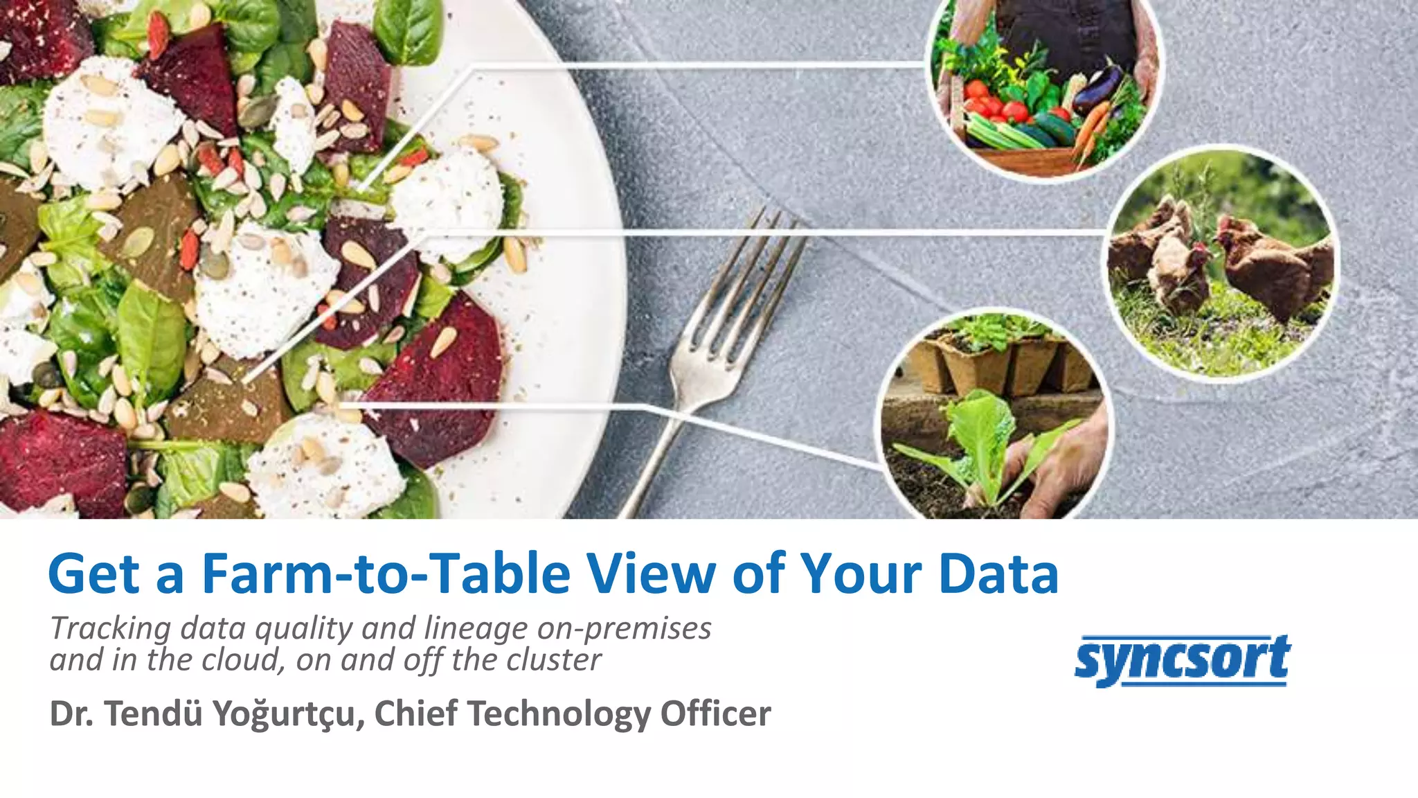 Get a Farm-to-Table View of Your Data
Tracking data quality and lineage on-premises
and in the cloud, on and off the cluster
Dr. Tendü Yoğurtçu, Chief Technology Officer
 