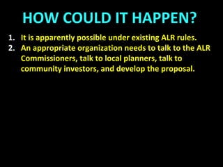 100 Hectare Farm
Anywhere, BC
Farm Village
 