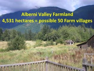 FARM VILLAGES
A Proposal
2: Community Farmland Covenant
Registration of a restrictive covenant to the effect that the
land will be used for farming, signed by a third party (eg a
Farmland Trust) which would monitor the lands, and ensure
they are used for farming.
The owners would be unable to break the covenant, since
the role of the third-party covenant holder would be to
uphold the covenant.
 