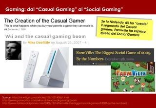 Gaming: dal “Casual Gaming” al “Social Gaming” Source:  http://uk.wii.ign.com/articles/105/1051439p1.html   http://www.gam...