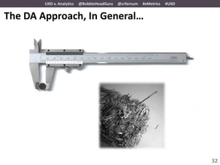 UXD v. Analytics   @BobbleHeadGuru   @crfarnum   #eMetrics   #UXD


The DA Approach, In General…




                                                                            32
 