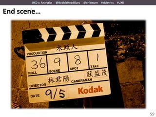 UXD v. Analytics   @BobbleHeadGuru   @crfarnum   #eMetrics   #UXD


End scene…




                                                                           59
 