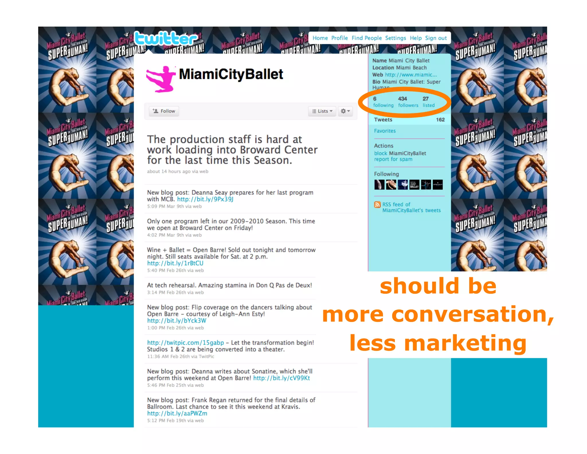 should be
more conversation,
 less marketing
 