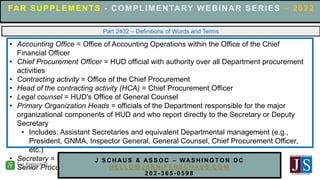 Government Contracting - FAR Supplements -HUD- Housing and Urban Development