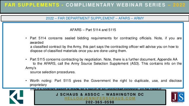 Government Contracting - FAR Supplements - AFARS - Army | PPTX