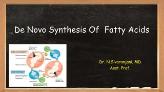 De Novo Synthesis Of Fatty Acids
Dr. N.Sivaranjani, MD
Asst. Prof.
sivaranjani
 