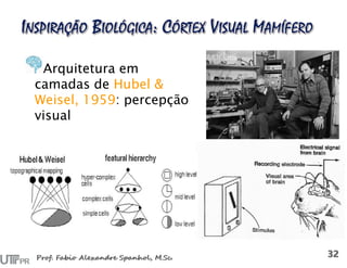 Arquitetura em
camadas de Hubel &
Weisel, 1959: percepção
visual
 