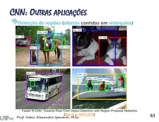 Detecção de regiões (objetos contidos em retângulos)
Faster R-CNN: Towards Real-Time Object Detection with Region Proposal Networks
[Ren et al. NIPS 2015]
 