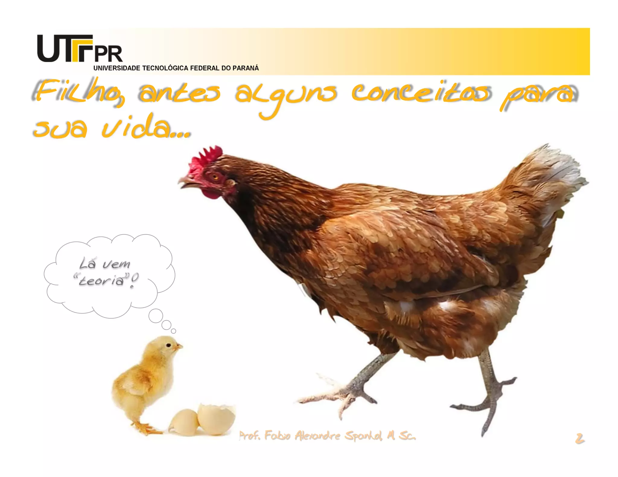 UNIVERSIDADE TECNOLÓGICA FEDERAL DO PARANÁ



Filho, antes alguns conceitos para
sua vida...




                                       Prof. Fabio Alexandre Spanhol, M. Sc.
                                                                               2
 