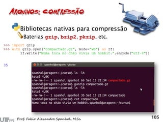 Bibliotecas nativas para compressão
Baterias gzip, bzip2, pkzip, etc.
 