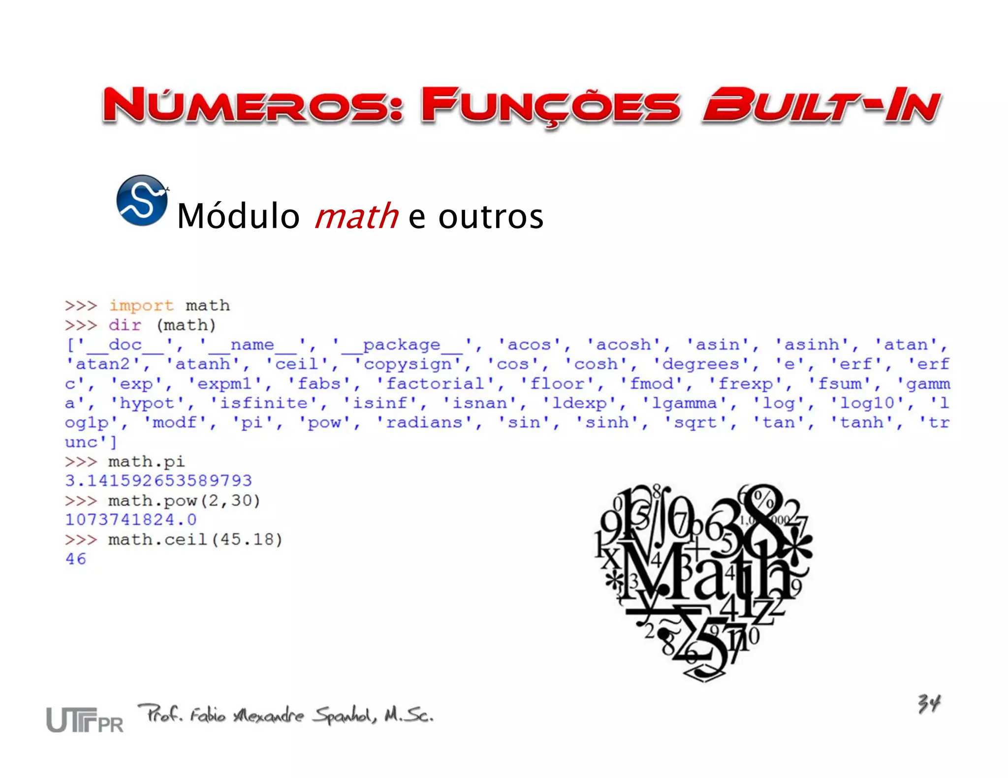 Módulo math e outros
 