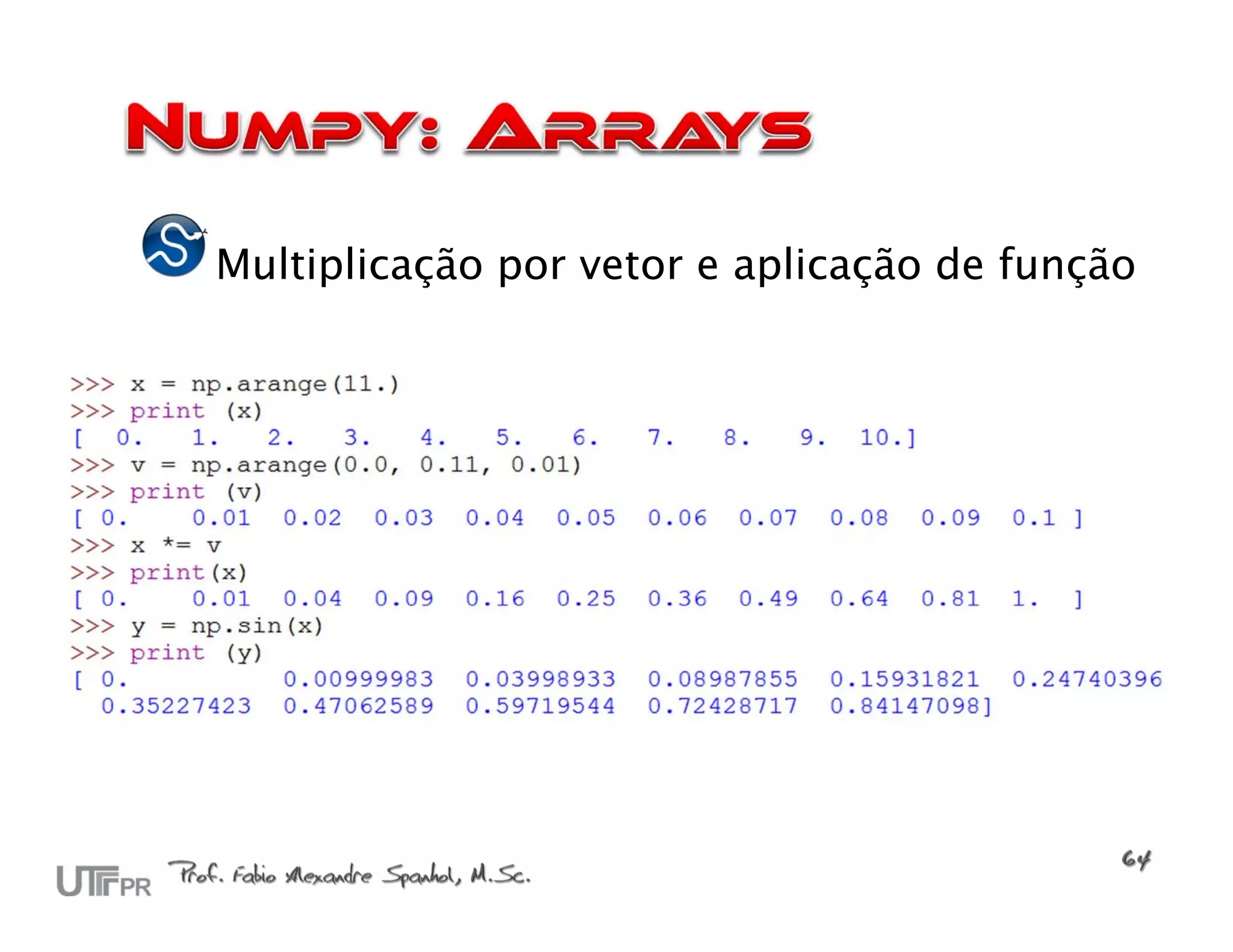 Multiplicação por vetor e aplicação de função
 