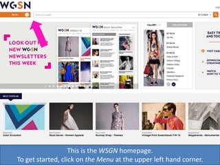 This is the WSGN homepage.
To get started, click on the Menu at the upper left hand corner.
 
