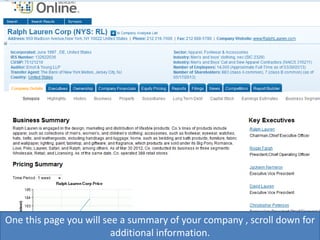 One this page you will see a summary of your company , scroll down for
additional information.
 