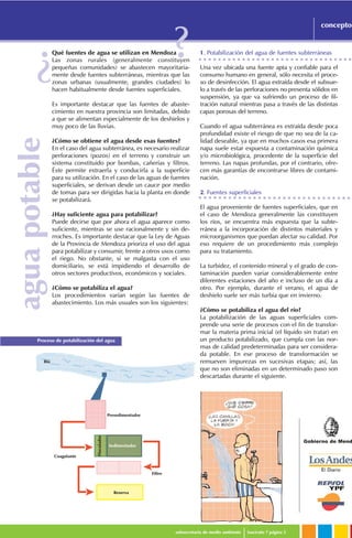 Gobierno de Mend
subsecretaría de medio ambiente fascículo 7 página 3
conceptos
Qué fuentes de agua se utilizan en Mendoza...