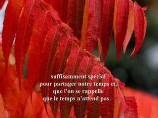 suffisamment spécial  pour partager notre temps et,  que l'on se rappelle  que le temps n'attend pas.    