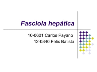 Fasciola hepática
10-0601 Carlos Payano
12-0840 Felix Batista
 