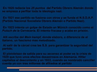 En 1919 funda en Milán los  Fasci di Combattimento , grupos violentos contra las organizaciones obreras, este sera el primer grupo organizado fascista. 