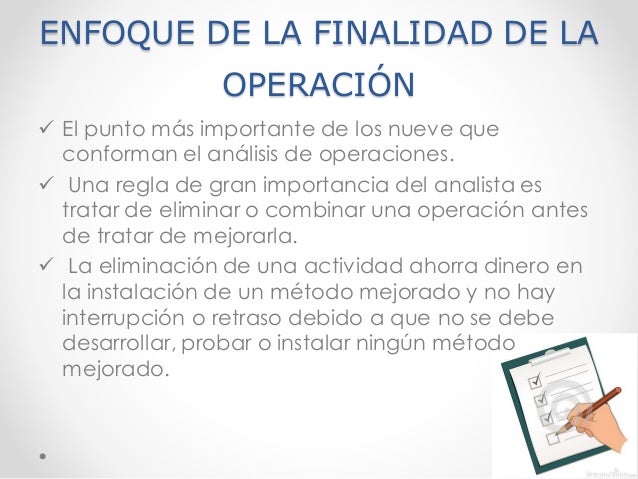 Análisis de operaciones.Fase 1.enfoque de la finalidad de la operación