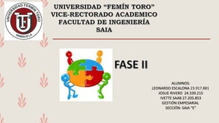 ALUMNOS:
LEONARDO ESCALONA 23.917.881
JOSUE RIVERO 24.339.215
IVETTE SAAB 27.205.853
GESTIÓN EMPESARIAL
SECCIÓN: SAIA “E”
 