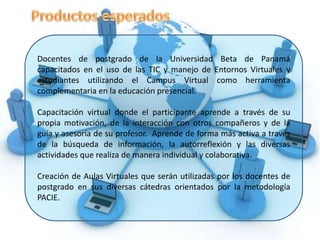 Justificación del ProyectoEl compromiso de E-Tutores es potencializar las habilidades de los educandos en el manejo de herramientas informáticas y en la construcción de sus entornos virtuales, basados en la metodología PACIE, a fin de que sean  ambientes virtuales que estén diseñados  y orientados al cumplimiento  de los propósitos educativos, y en donde los docentes desarrollen capacidades técnicas, pedagógicas y comunicativas para el cabal cumplimiento de este propósito. 