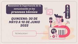 Reconocen la importancia de la
comunicación en los
procesos técnico
QUINCENA: 30 DE
MAYO A 10 DE JUNIO
2022
 