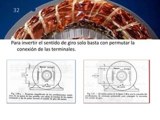 32. 
Para invertir el sentido de giro solo basta con permutar la 
conexión de las terminales. 
 
