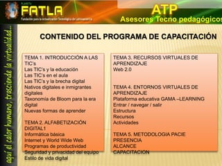 Organizar  los grupos de docentes para la capacitación en los distintos niveles , evaluados. 