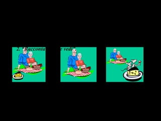 4.Test di lettura di immagini
Materiale: 3 immagini relative ad una semplice storia.
Consegna: (Il bambino deve essere prima invitato ad osservare bene le
immagini presentate in disordine poi invitato a metterle in ordine logico)
1.“Metti in ordine le immagini di questa storia.”
2. “Racconta ciò che vedi”.
Rilevazione:
Riordina le sequenze: SI NO in parte
Osservazioni:
……………………………………………………….. Contenuto
del Racconto: (Ricco di particolari, completo, incompleto, limitato…)
 