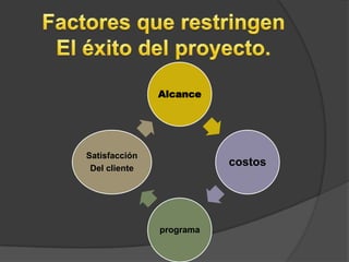 Alcance




Satisfacción
 Del cliente
                          costos




               programa
 