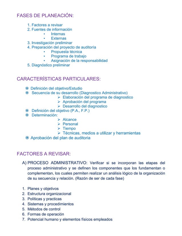 Fases de la auditoria administrativa | PDF