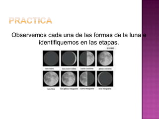 Observemos cada una de las formas de la luna e
        identifiquemos en las etapas.
 