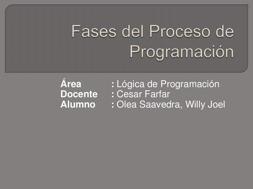 Fases del Proceso de Programación