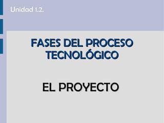 FASES DEL PROCESO TECNOLÓGICO EL PROYECTO Unidad 1.2.   