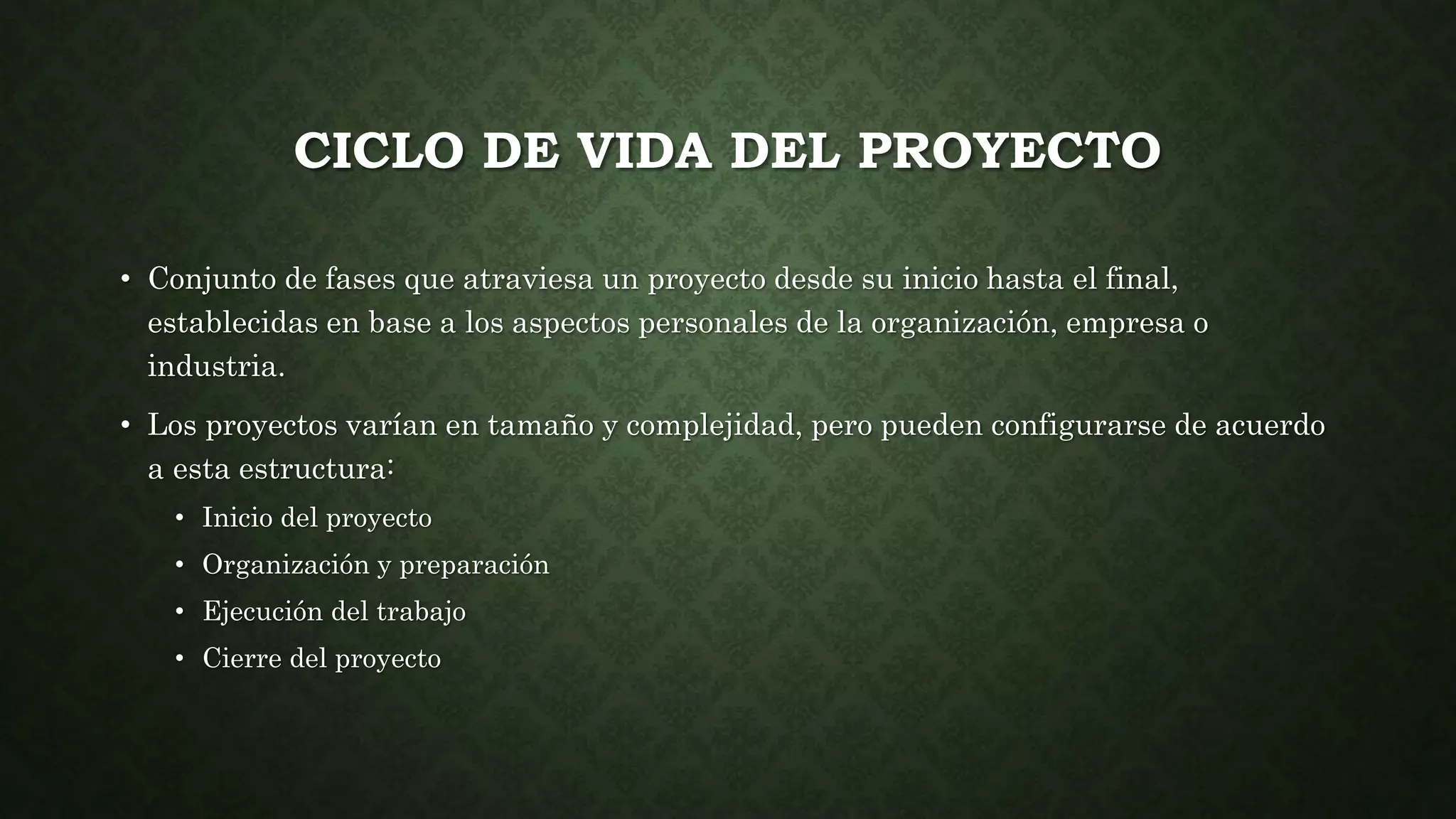 Fases y ciclo de vida del proyecto | PPT