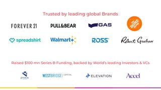 Trusted by leading global Brands
Raised $20 mn Series A Funding, backed by World's leading Investors & VCs
Raised $100 mn Series B Funding, backed by World’s leading Investors & VCs
 