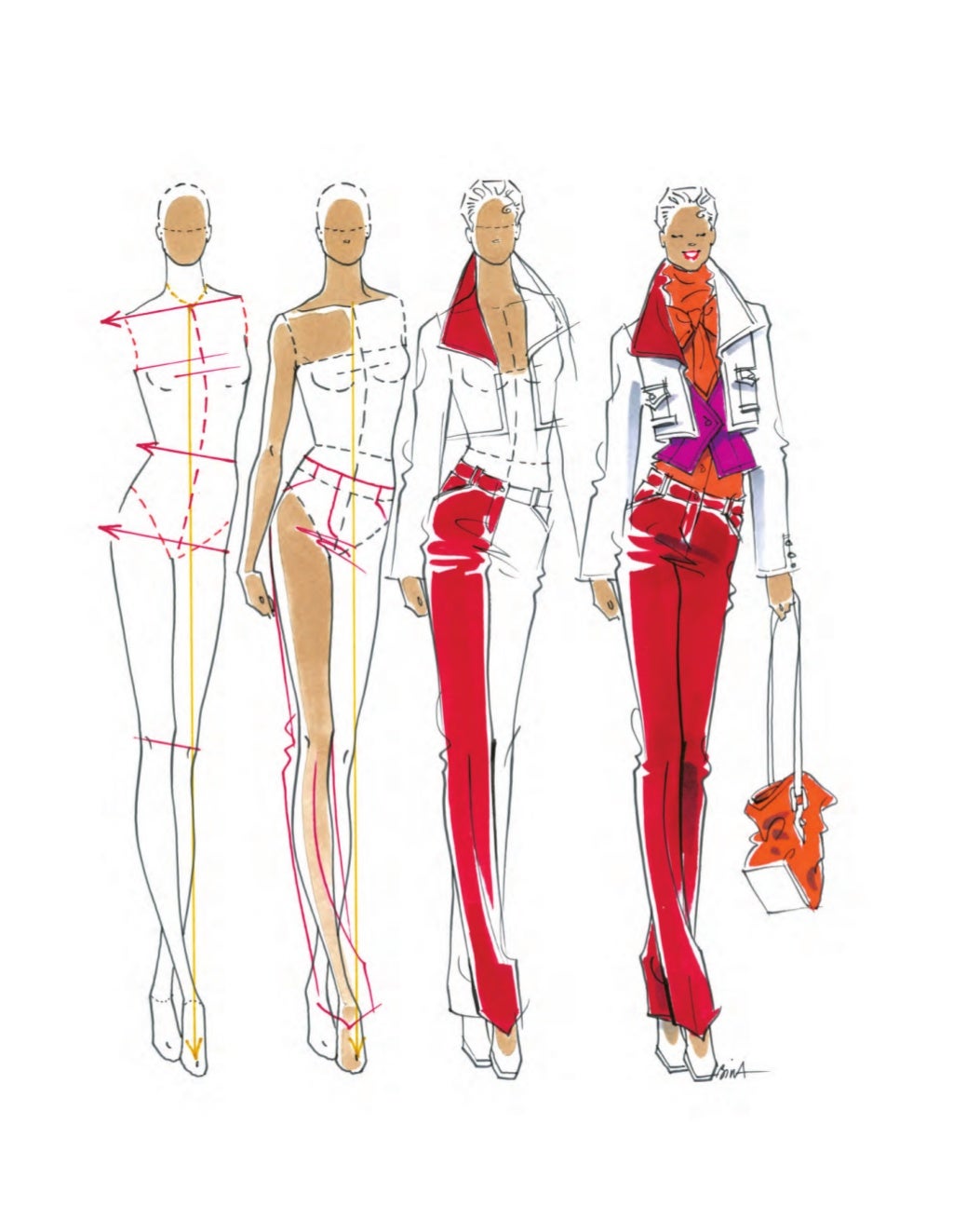 fashion sketchbook with figures