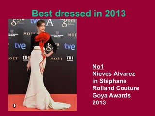 Best dressed in 2013
No1
Nieves Alvarez
in Stéphane
Rolland Couture
Goya Awards
2013
 