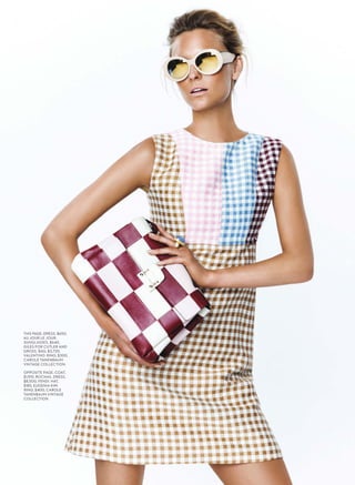 THIS PAGE: DRESS, $650,
AU JOUR LE JOUR.
SUNGLASSES, $640,
GILES FOR CUTLER AND
GROSS. BAG, $3,720,
VALENTINO. RING, $300,
CAROLE TANENBAUM
VINTAGE COLLECTION.
OPPOSITE PAGE: COAT,
$1,910, ROCHAS. DRESS,
$8,500, FENDI. HAT,
$185, EUGENIA KIM.
RING, $400, CAROLE
TANENBAUM VINTAGE
COLLECTION.
 