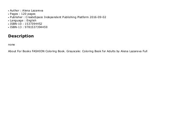 About For Books Fashion Coloring Book Grayscale Coloring Book For