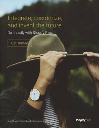 Integrate, customize,
and invent the future.
Do it easily with Shopify Plus.
Get started
Insight and imagination for tomor...