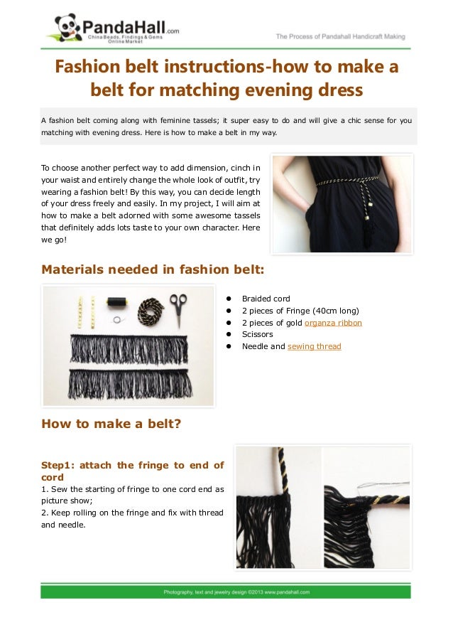 Fashion belt instructions how to make a belt for matching evening dress