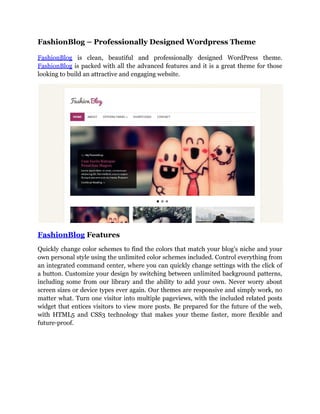 FashionBlog - Professionally Designed Wordpress Theme